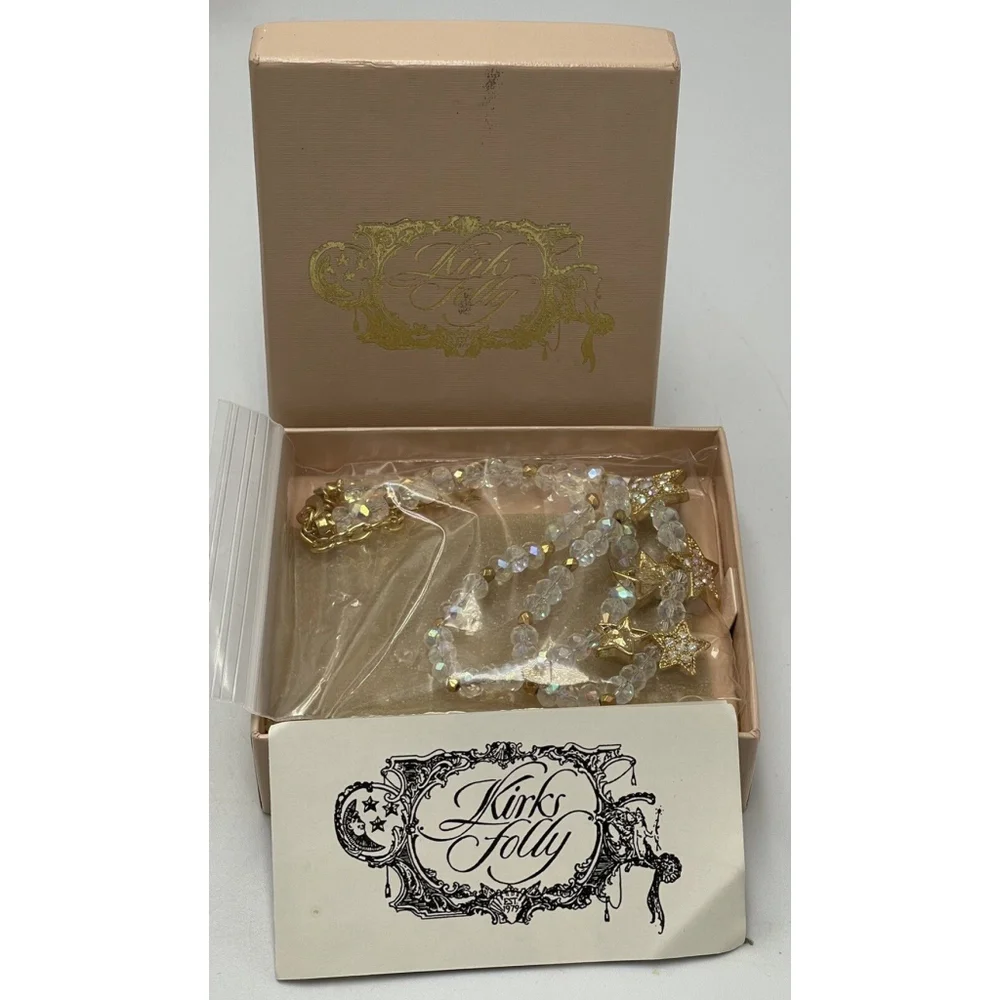 Kirks Folly Gold Star Aurora Borealis Bead Necklace - Picture 2 of 9